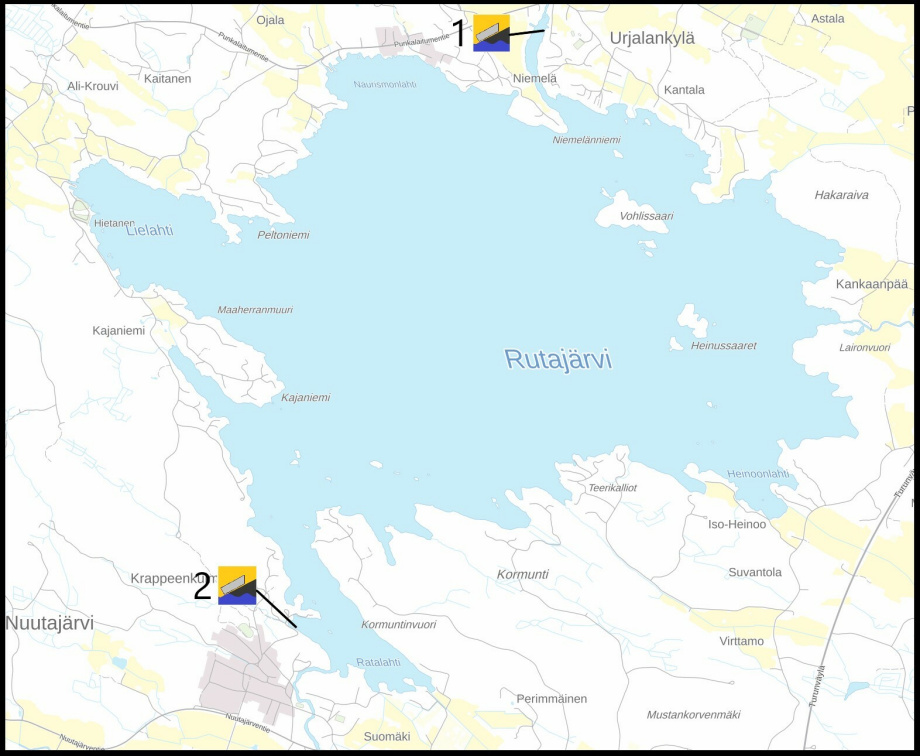 Rutajärvi kartalla Rutajärvi kartalla